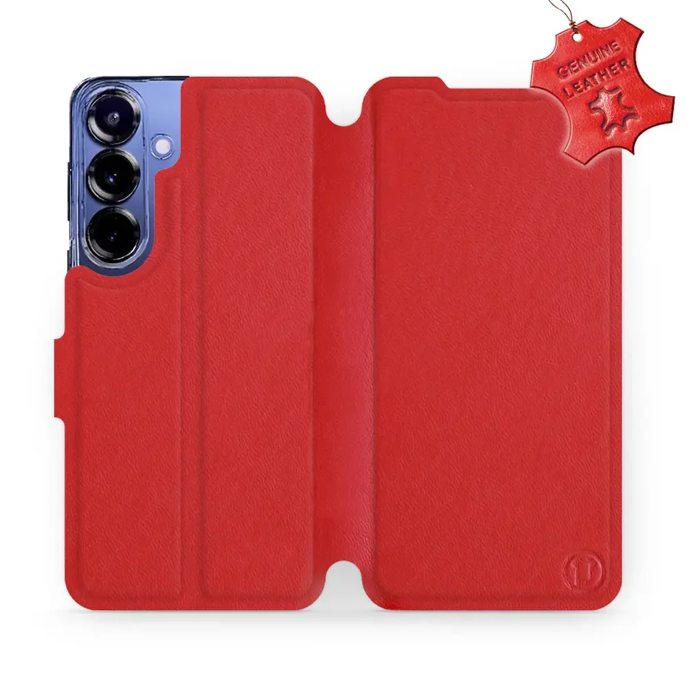 Echtleder Handyhülle für Galaxy S25 Plus, Mobiwear Leather, Rot