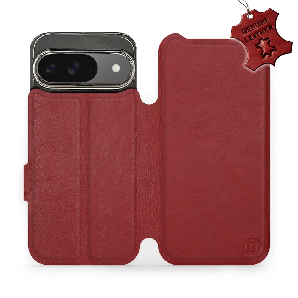 Echtleder Handyhülle für Google Pixel 9, Mobiwear Leather, Dunkelrot