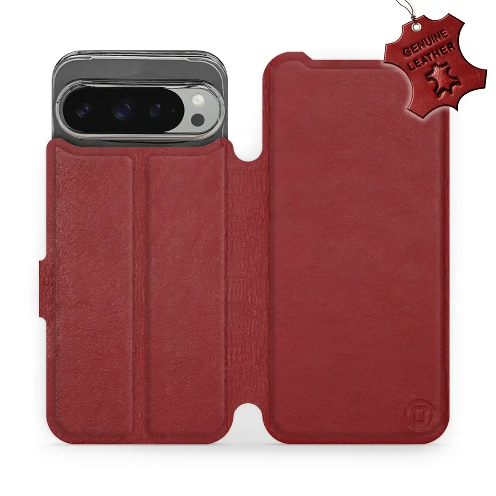 Echtleder Handyhülle für Google Pixel 9 Pro XL, Mobiwear Leather, Dunkelrot