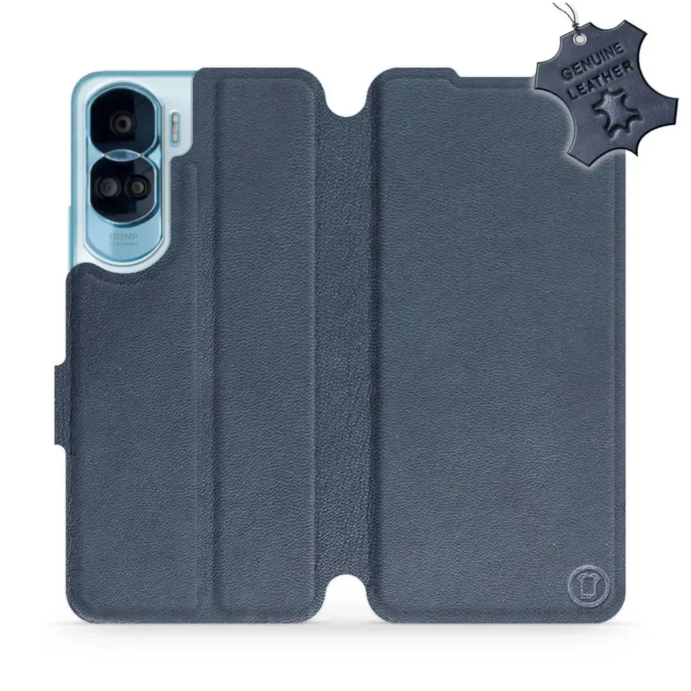 Echtleder Handyhülle für Honor 90 Lite, Mobiwear Leather, Dunkelblau