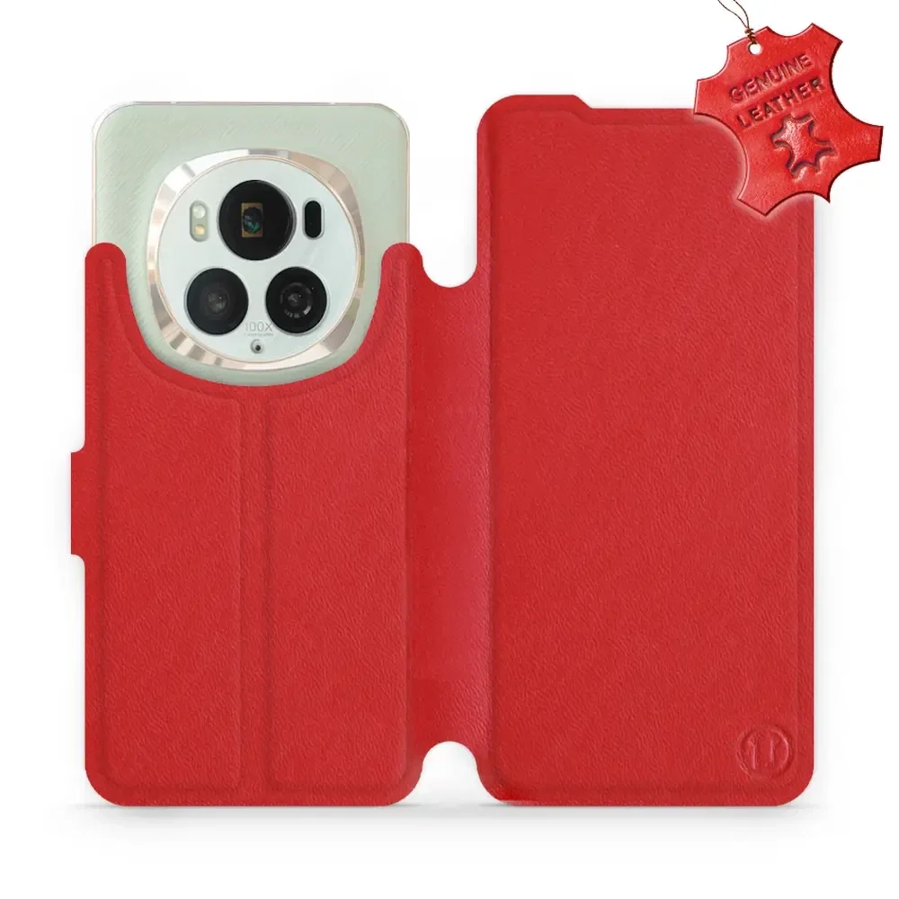 Echtleder Handyhülle für Honor Magic6 Pro, Mobiwear Leather, Rot