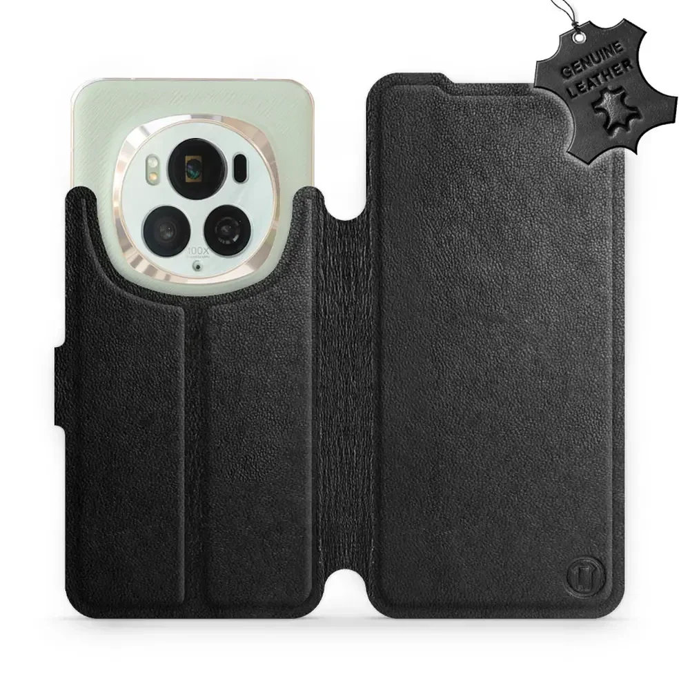 Echtleder Handyhülle für Honor Magic6 Pro, Mobiwear Leather, Schwarz