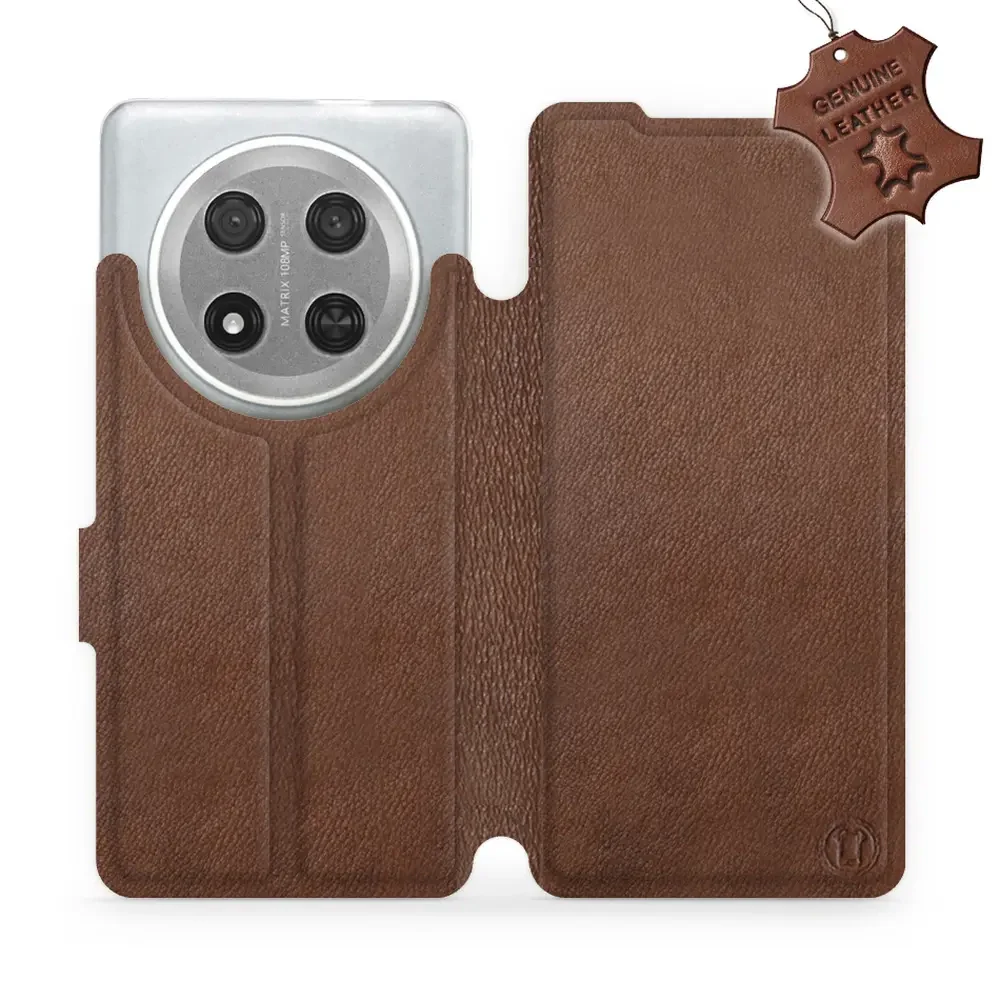 Echtleder Handyhülle für Honor Magic7 Lite, Mobiwear Leather, Braun