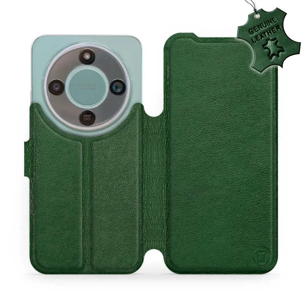 Echtleder Handyhülle für Honor Magic8 Lite, Mobiwear Leather, Grün