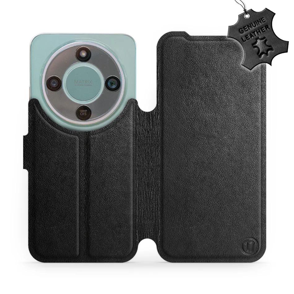 Echtleder Handyhülle für Honor Magic8 Lite, Mobiwear Leather, Schwarz