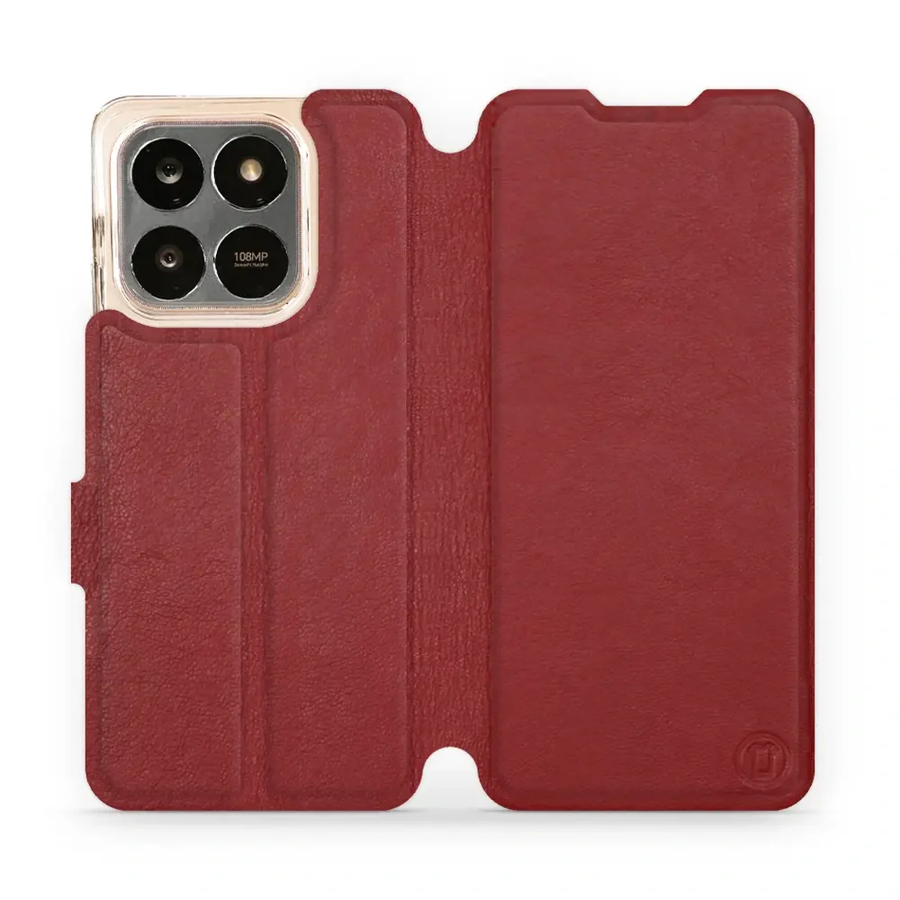 Echtleder Handyhülle für Honor X7d 4G/5G / Honor 400 Smart 4G/5G, Mobiwear Leather, Dunkelrot