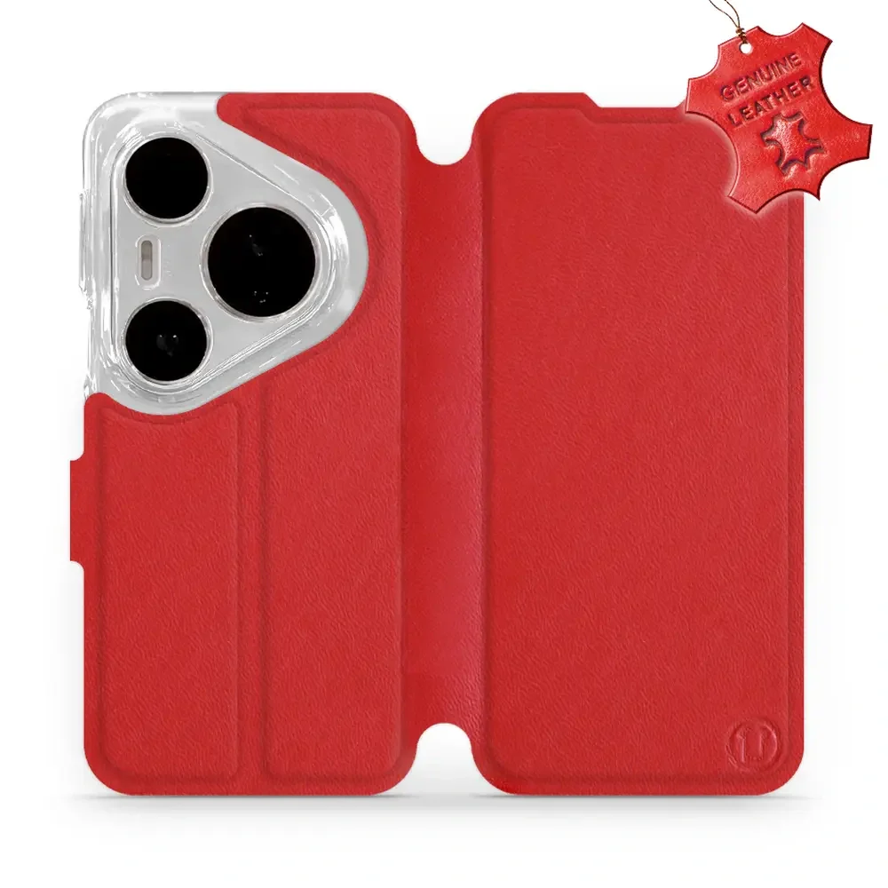 Echtleder Handyhülle für Huawei Pura 80 Pro / Huawei Pura 80 Pro Plus, Mobiwear Leather, Rot