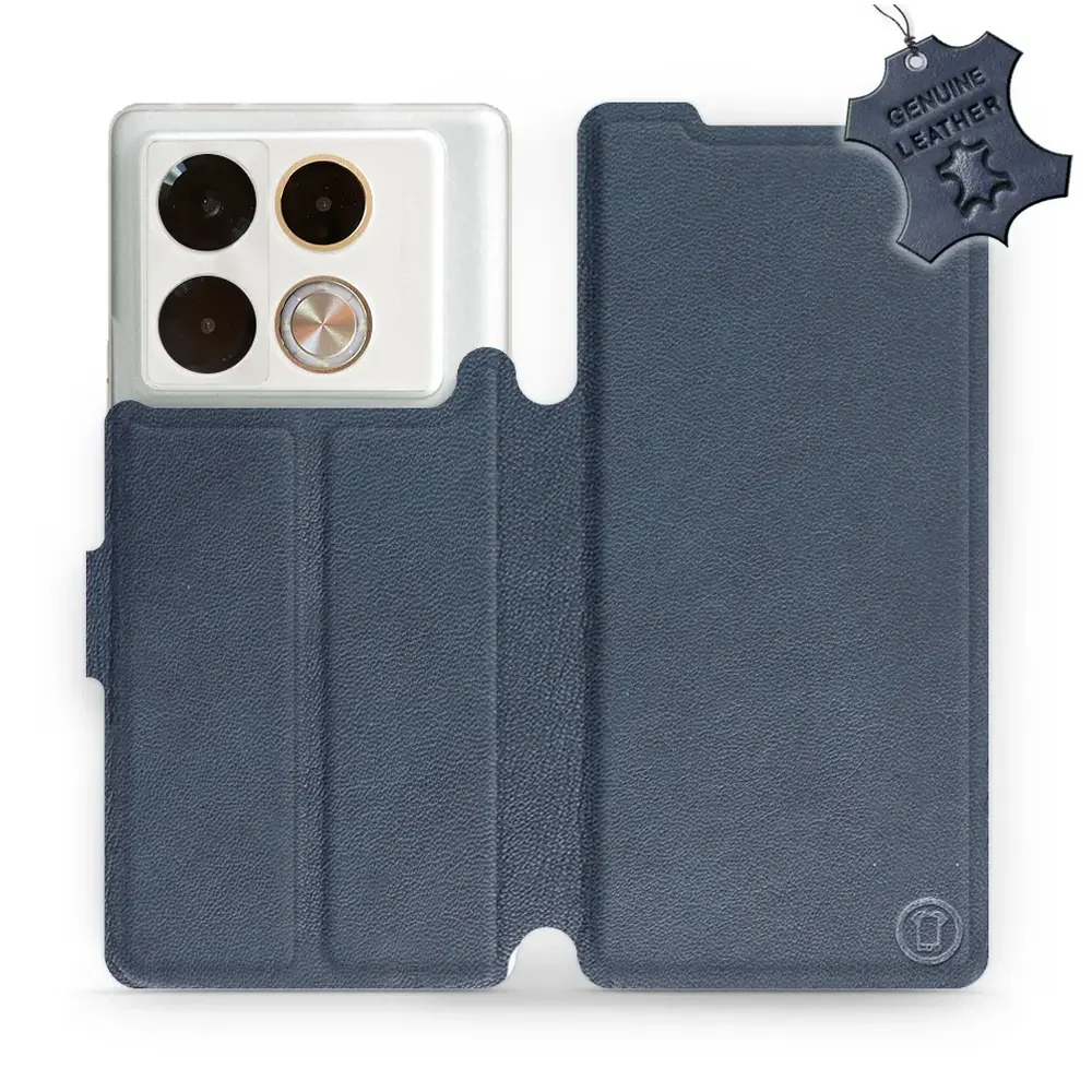Echtleder Handyhülle für Infinix Note 40 Pro, Mobiwear Leather, Dunkelblau