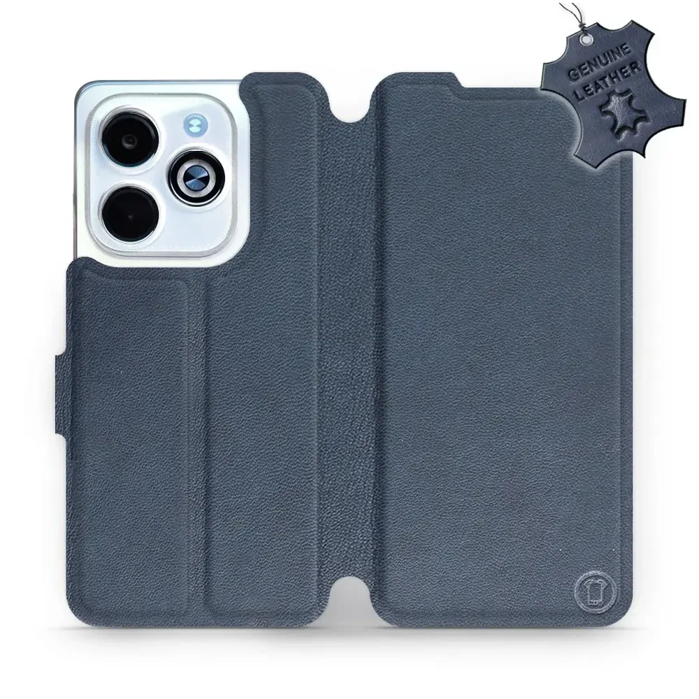 Echtleder Handyhülle für Infinix Smart 8, Mobiwear Leather, Dunkelblau