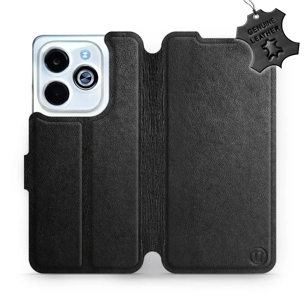 Echtleder Handyhülle für Infinix Smart 8, Mobiwear Leather, Schwarz