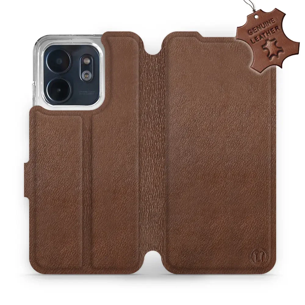 Echtleder Handyhülle für Infinix Smart 9, Mobiwear Leather, Braun
