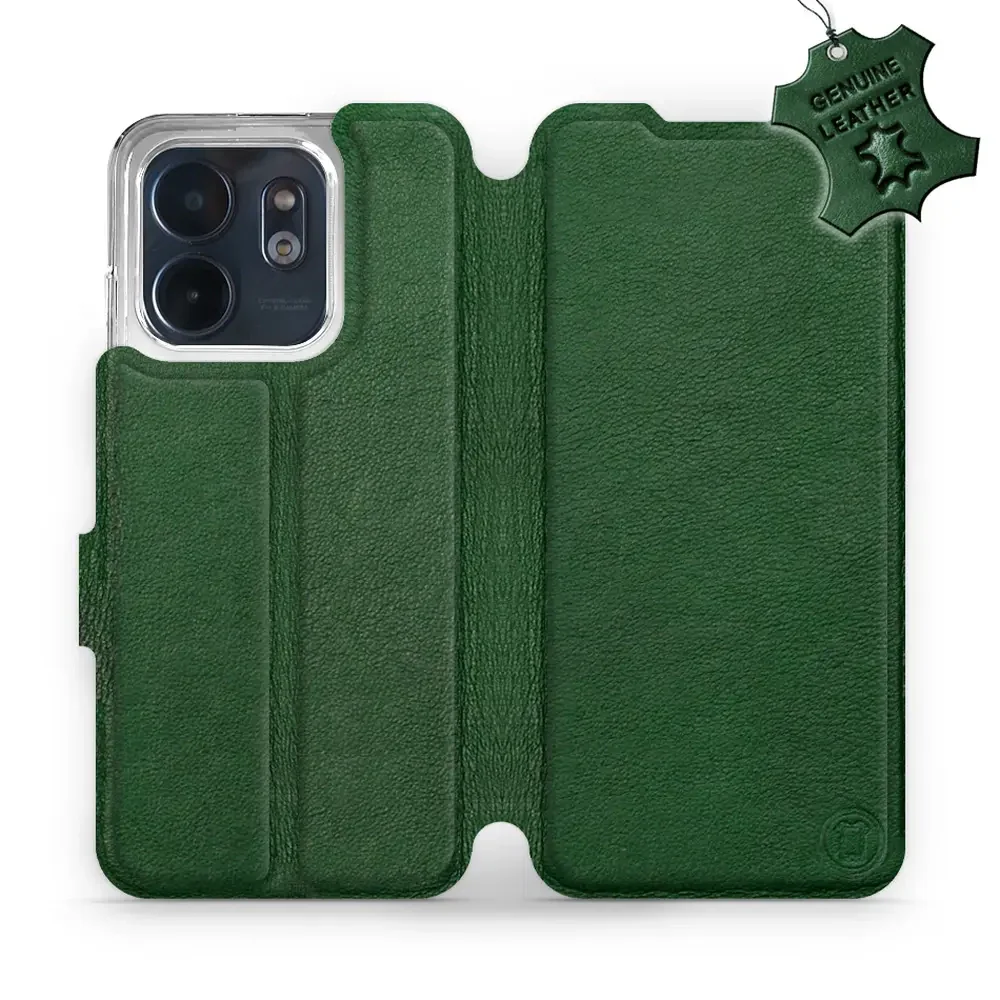 Echtleder Handyhülle für Infinix Smart 9, Mobiwear Leather, Grün