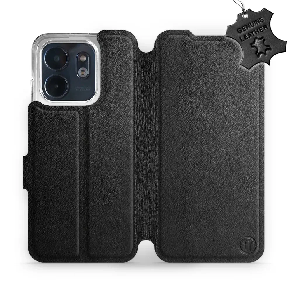 Echtleder Handyhülle für Infinix Smart 9, Mobiwear Leather, Schwarz
