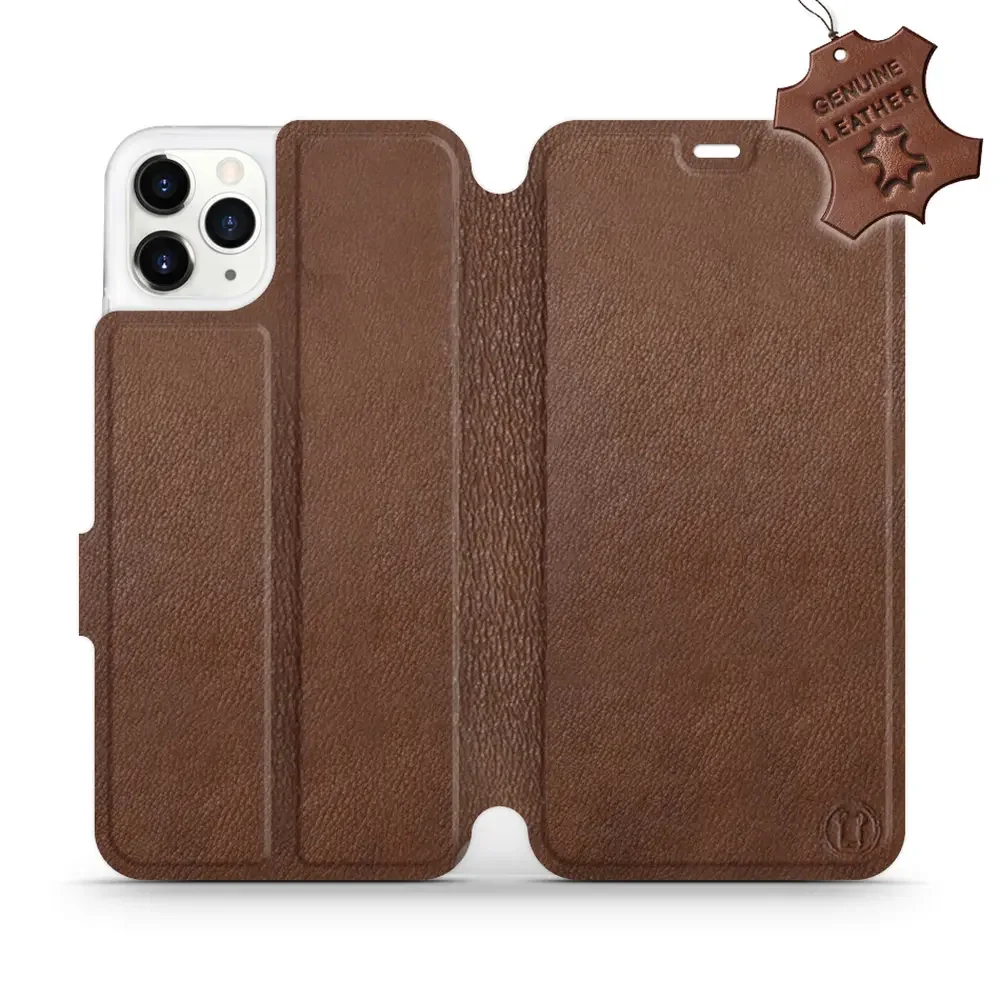 Echtleder Handyhülle für iPhone 11 Pro Max, Mobiwear Leather, Braun