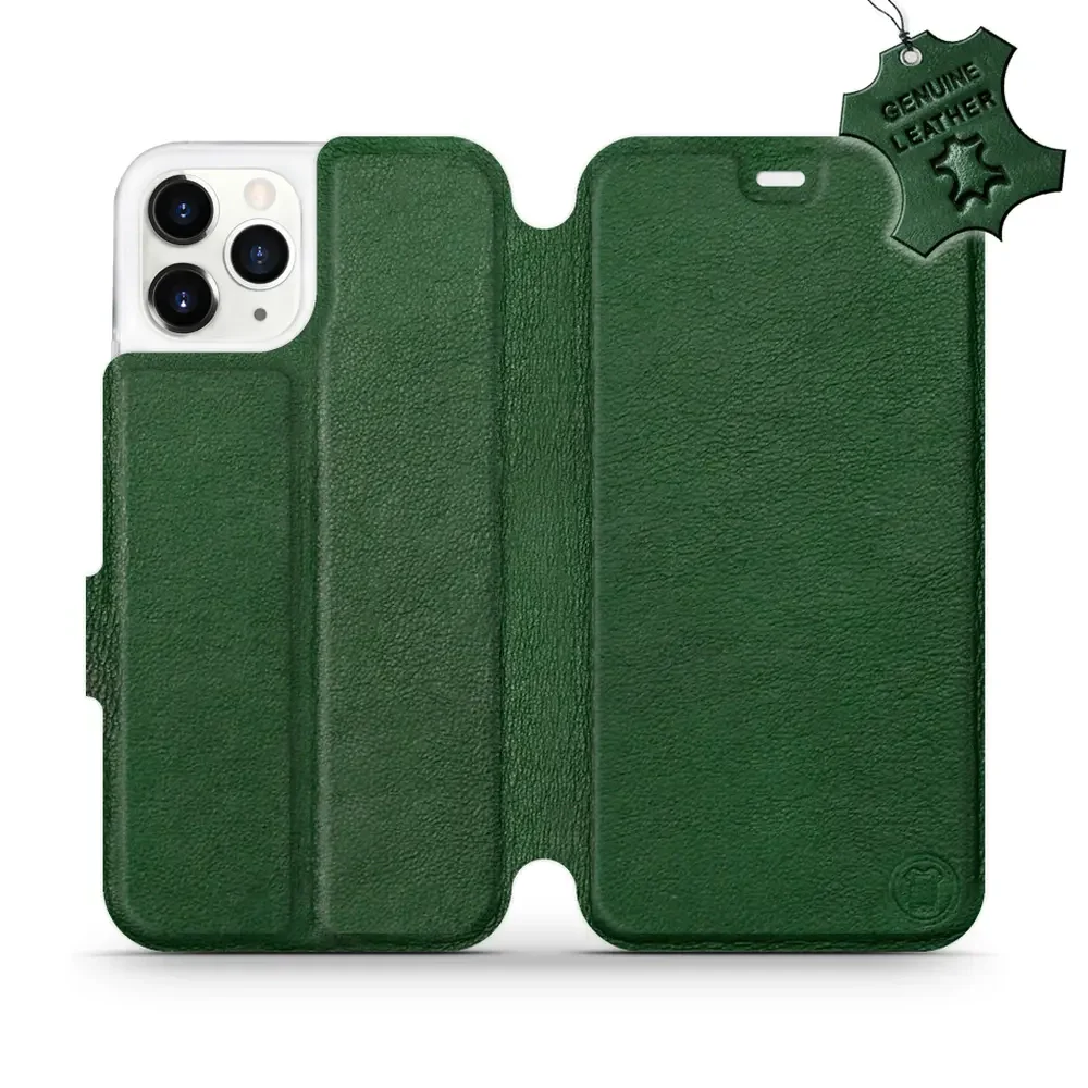 Echtleder Handyhülle für iPhone 11 Pro, Mobiwear Leather, Grün