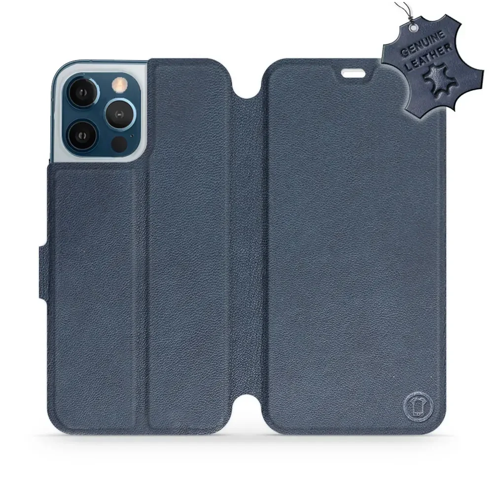 Echtleder Handyhülle für iPhone 12 Pro Max, Mobiwear Leather, Dunkelblau