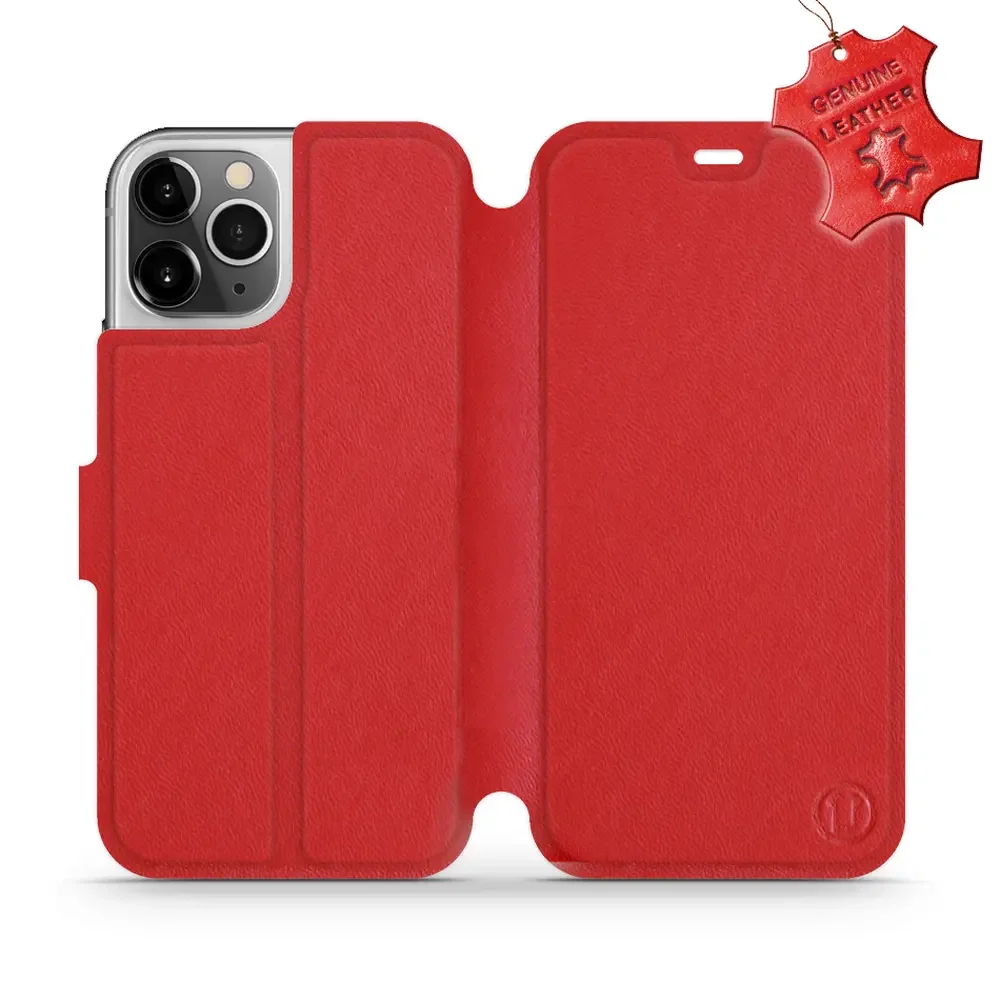Echtleder Handyhülle für iPhone 12 Pro, Mobiwear Leather, Rot