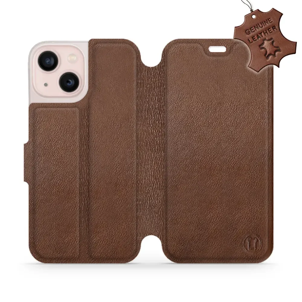 Echtleder Handyhülle für iPhone 13 Mini, Mobiwear Leather, Braun