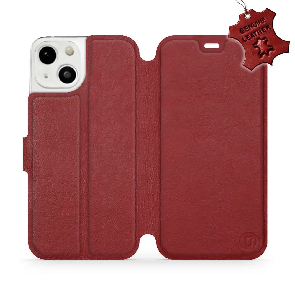 Echtleder Handyhülle für iPhone 13, Mobiwear Leather, Dunkelrot