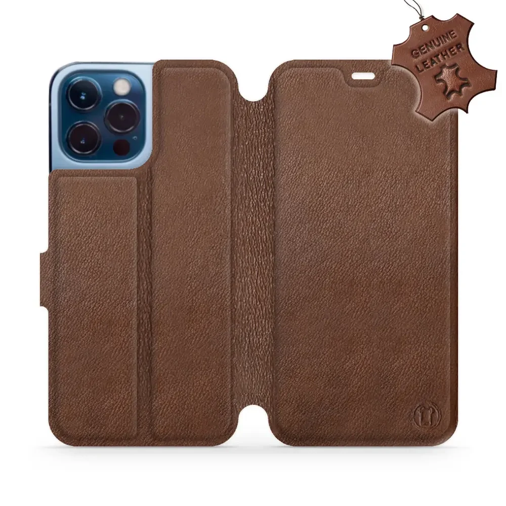 Echtleder Handyhülle für iPhone 13 Pro Max, Mobiwear Leather, Braun