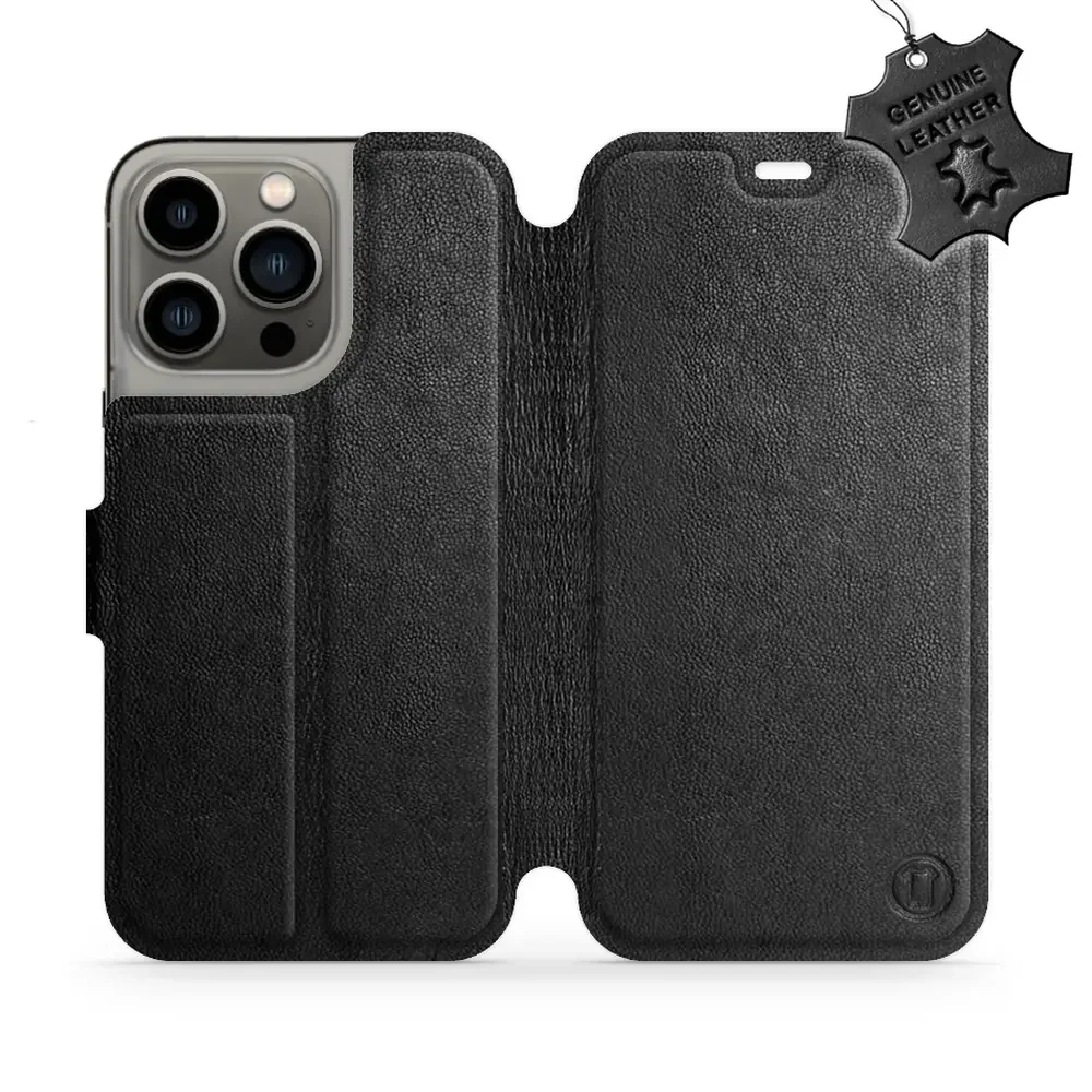 Echtleder Handyhülle für iPhone 13 Pro, Mobiwear Leather, Schwarz