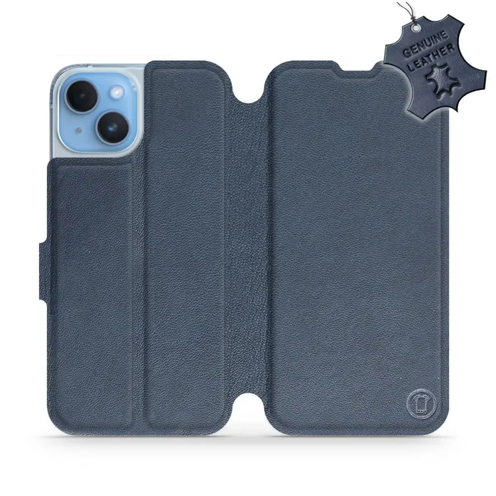 Echtleder Handyhülle für iPhone 14, Mobiwear Leather, Dunkelblau