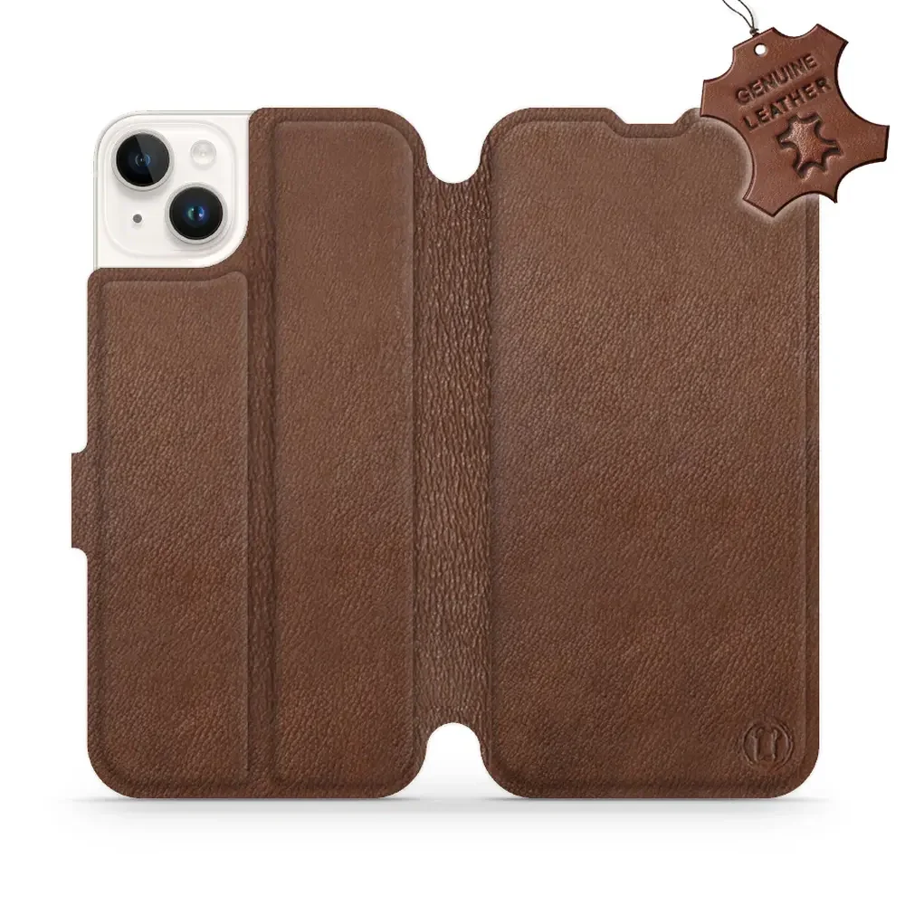 Echtleder Handyhülle für iPhone 14 Plus, Mobiwear Leather, Braun