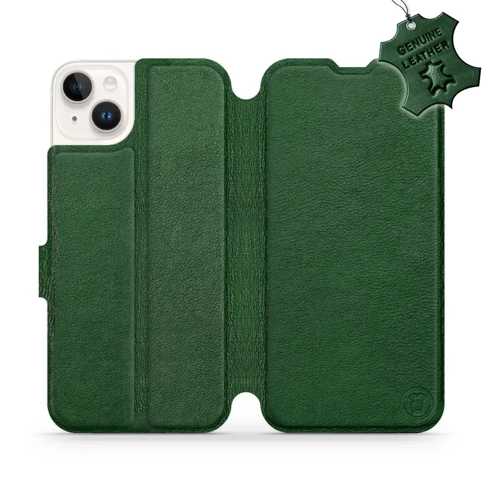Echtleder Handyhülle für iPhone 14 Plus, Mobiwear Leather, Grün