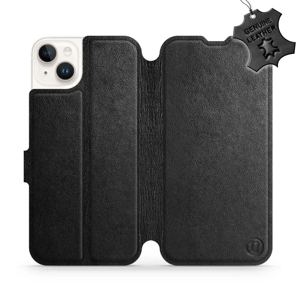 Echtleder Handyhülle für iPhone 14 Plus, Mobiwear Leather, Schwarz