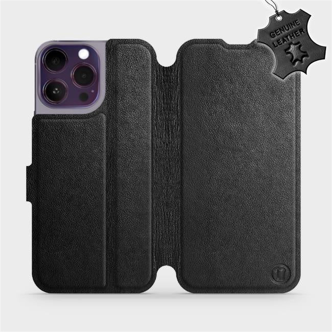 Echtleder Handyhülle für iPhone 14 Pro Max, Mobiwear Leather, Schwarz
