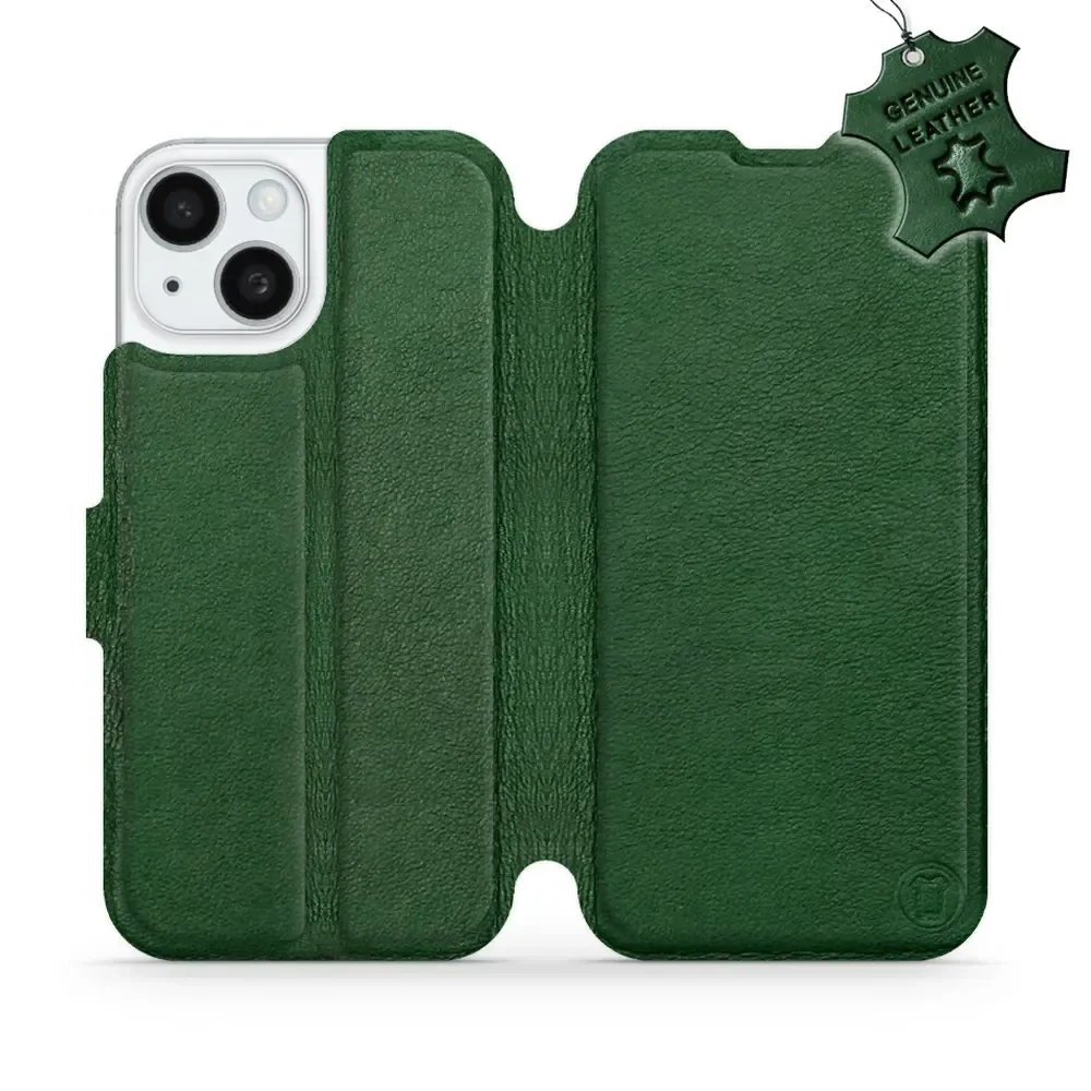 Echtleder Handyhülle für iPhone 15, Mobiwear Leather, Grün