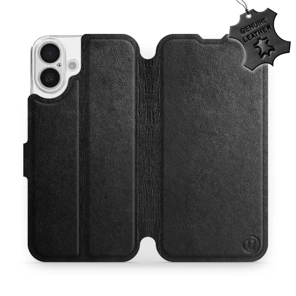 Echtleder Handyhülle für iPhone 16 Plus, Mobiwear Leather, Schwarz