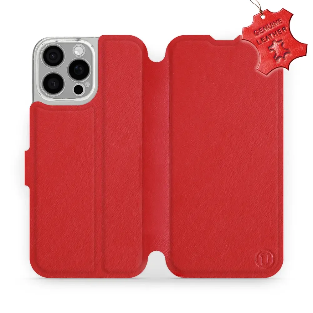 Echtleder Handyhülle für iPhone 16 Pro Max, Mobiwear Leather, Rot