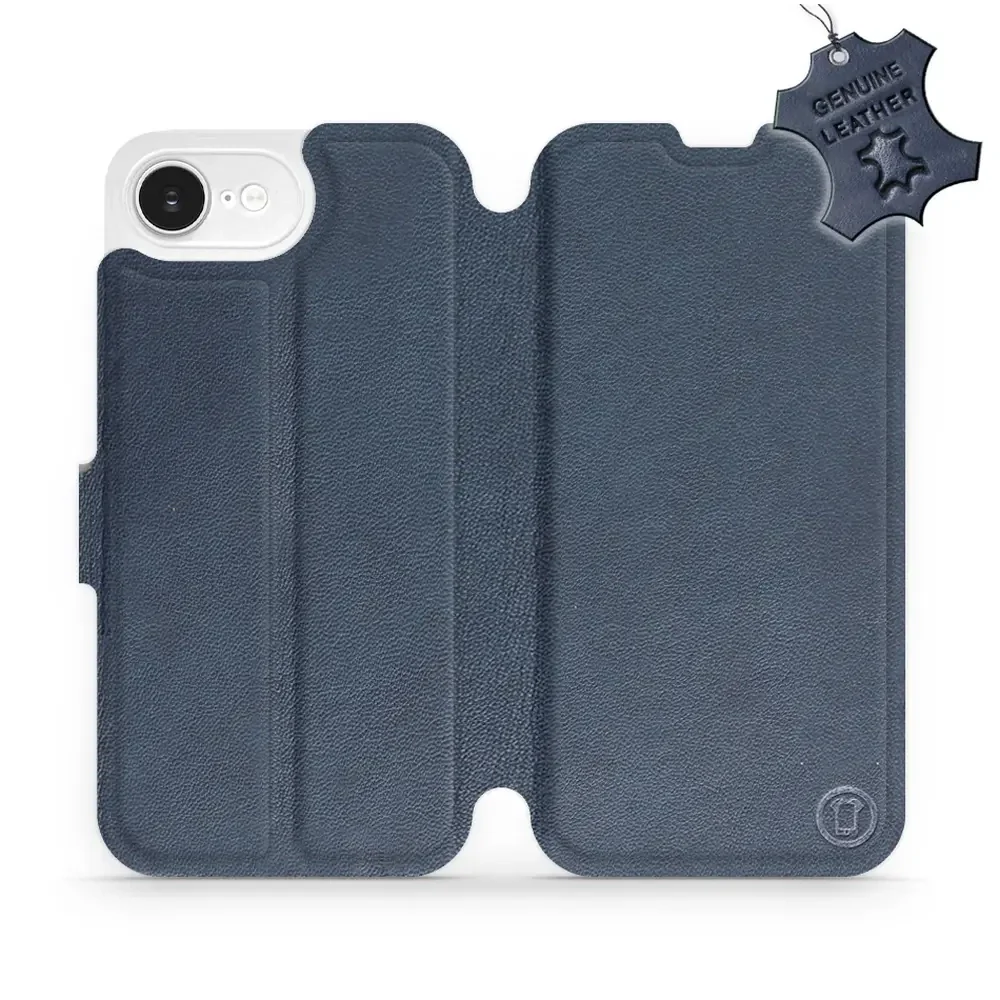 Echtleder Handyhülle für iPhone 17e / 16e, Mobiwear Leather, Dunkelblau
