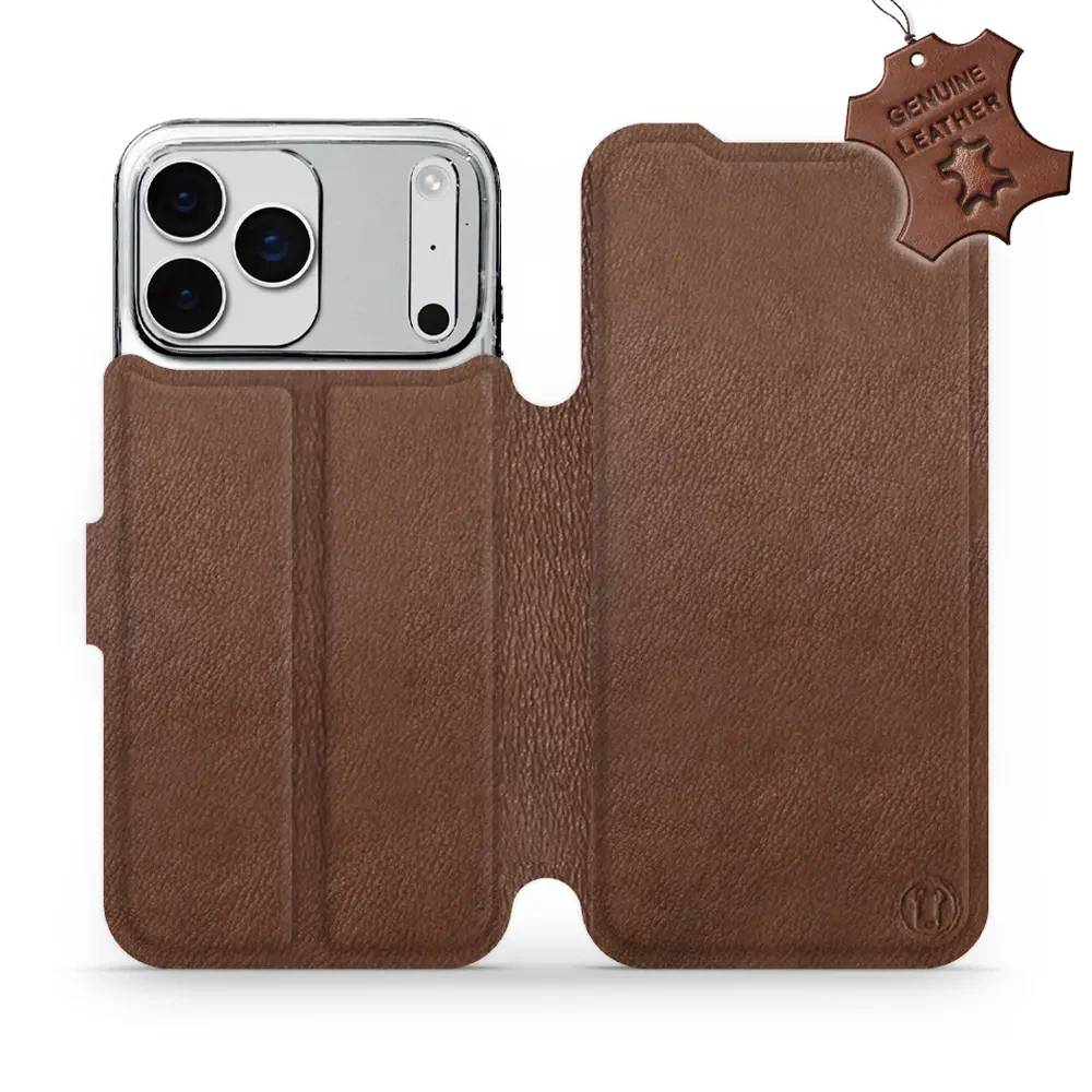 Echtleder Handyhülle für iPhone 17 Pro Max, Mobiwear Leather, Braun