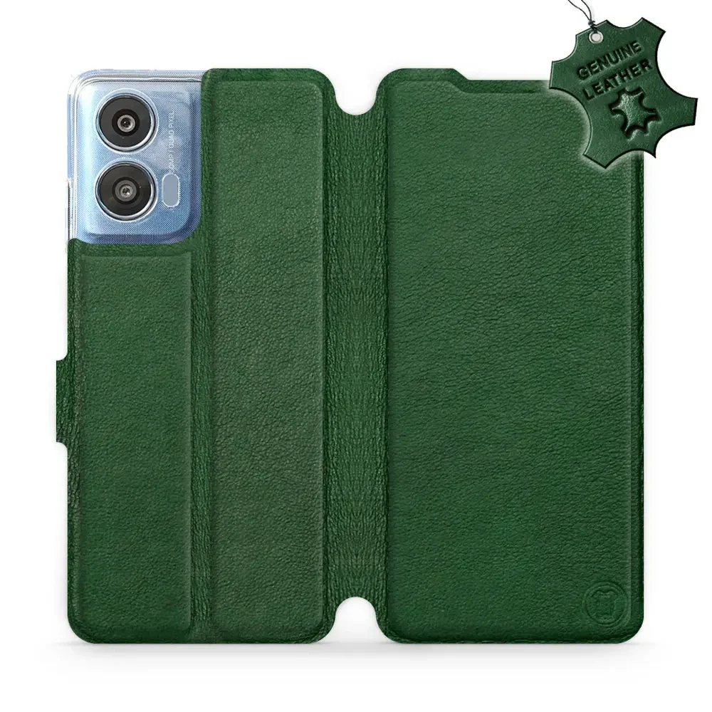 Echtleder Handyhülle für Motorola Moto G04, Mobiwear Leather, Grün