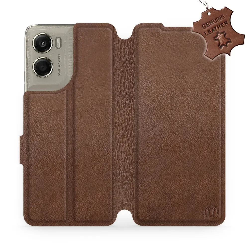 Echtleder Handyhülle für Motorola Moto G06 4G / Motorola Moto G06 Power 4G, Mobiwear Leather, Braun