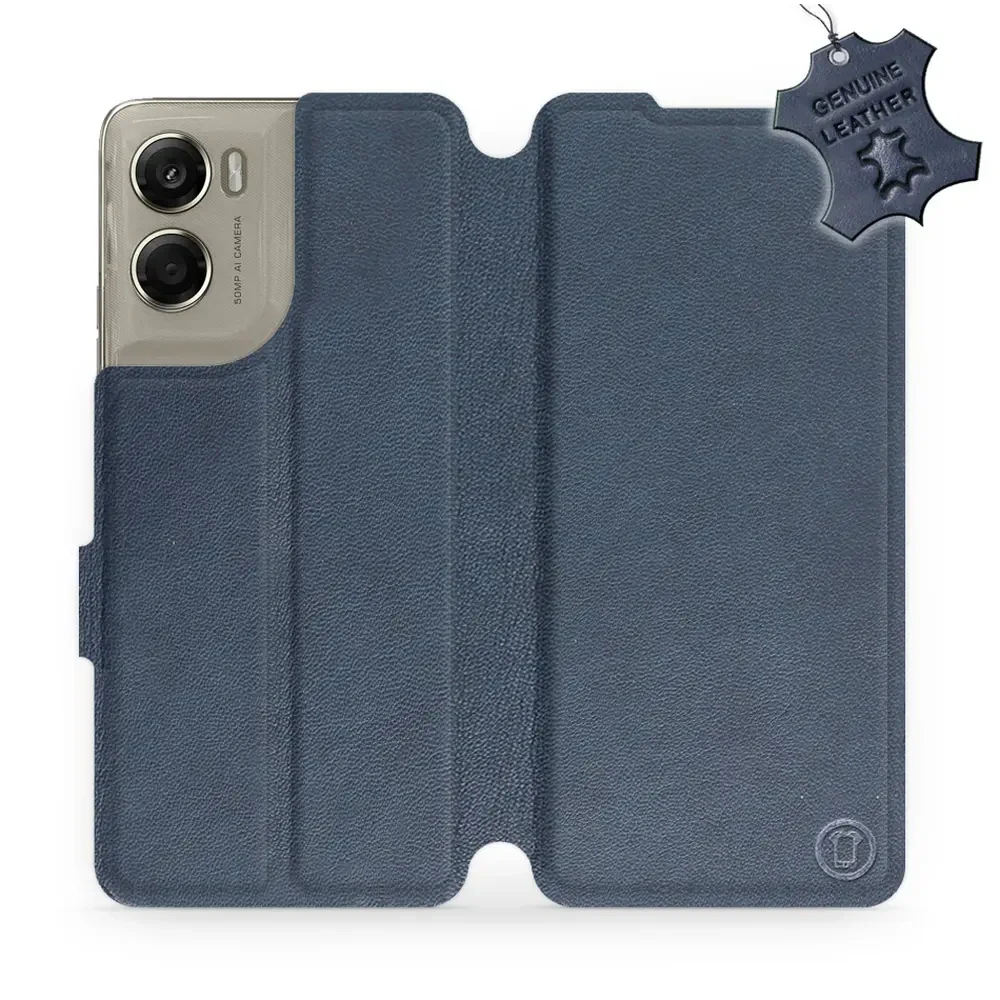 Echtleder Handyhülle für Motorola Moto G06 4G / Motorola Moto G06 Power 4G, Mobiwear Leather, Dunkelblau