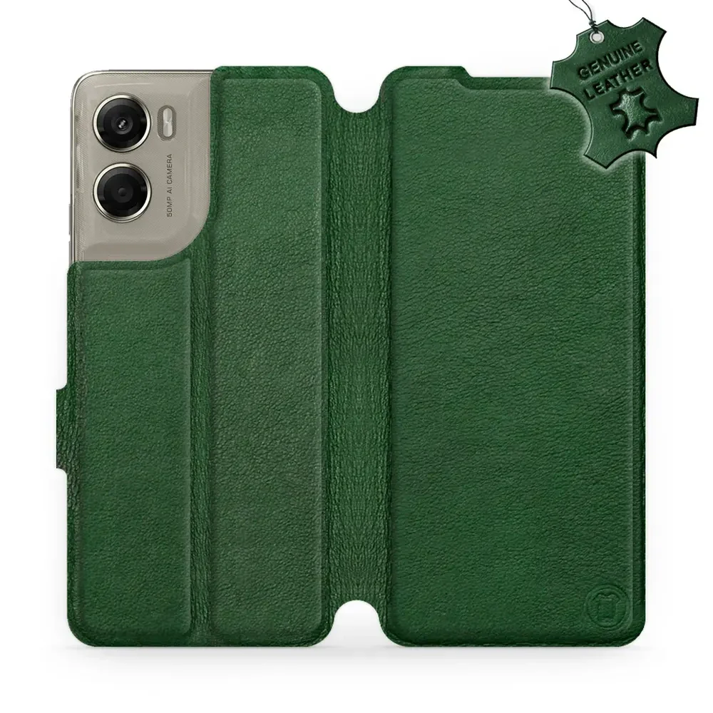 Echtleder Handyhülle für Motorola Moto G06 4G / Motorola Moto G06 Power 4G, Mobiwear Leather, Grün