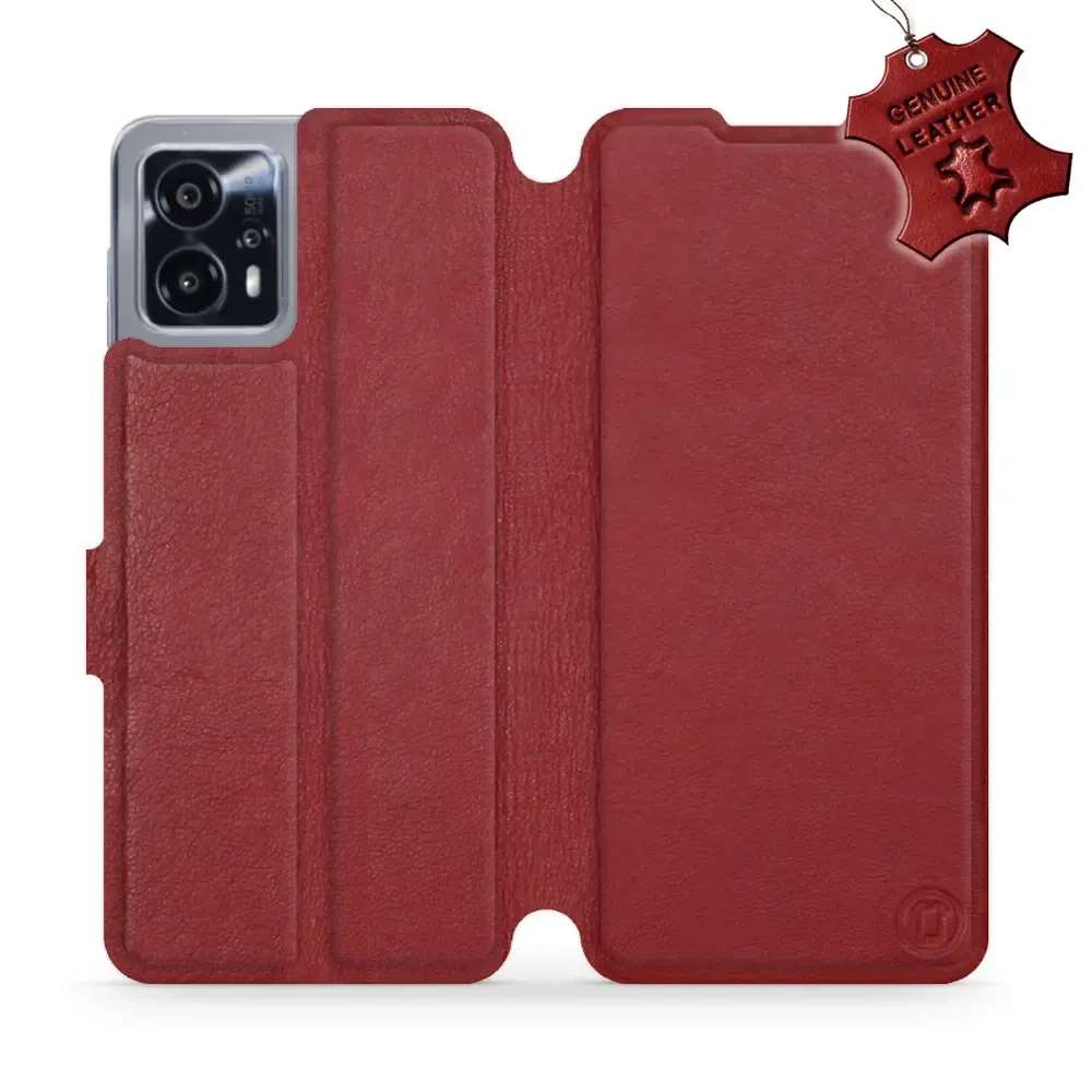 Echtleder Handyhülle für Motorola Moto G13, Mobiwear Leather, Dunkelrot