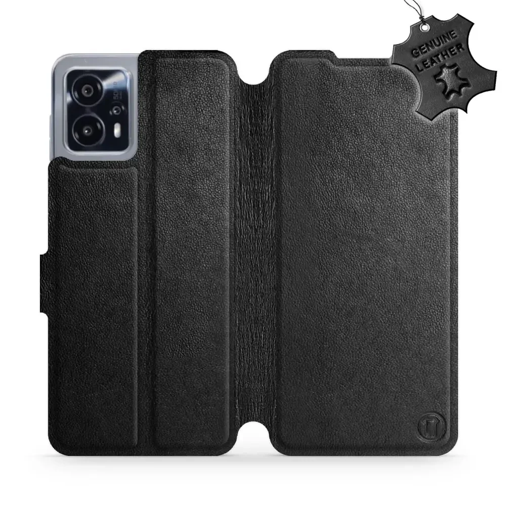 Echtleder Handyhülle für Motorola Moto G13, Mobiwear Leather, Schwarz