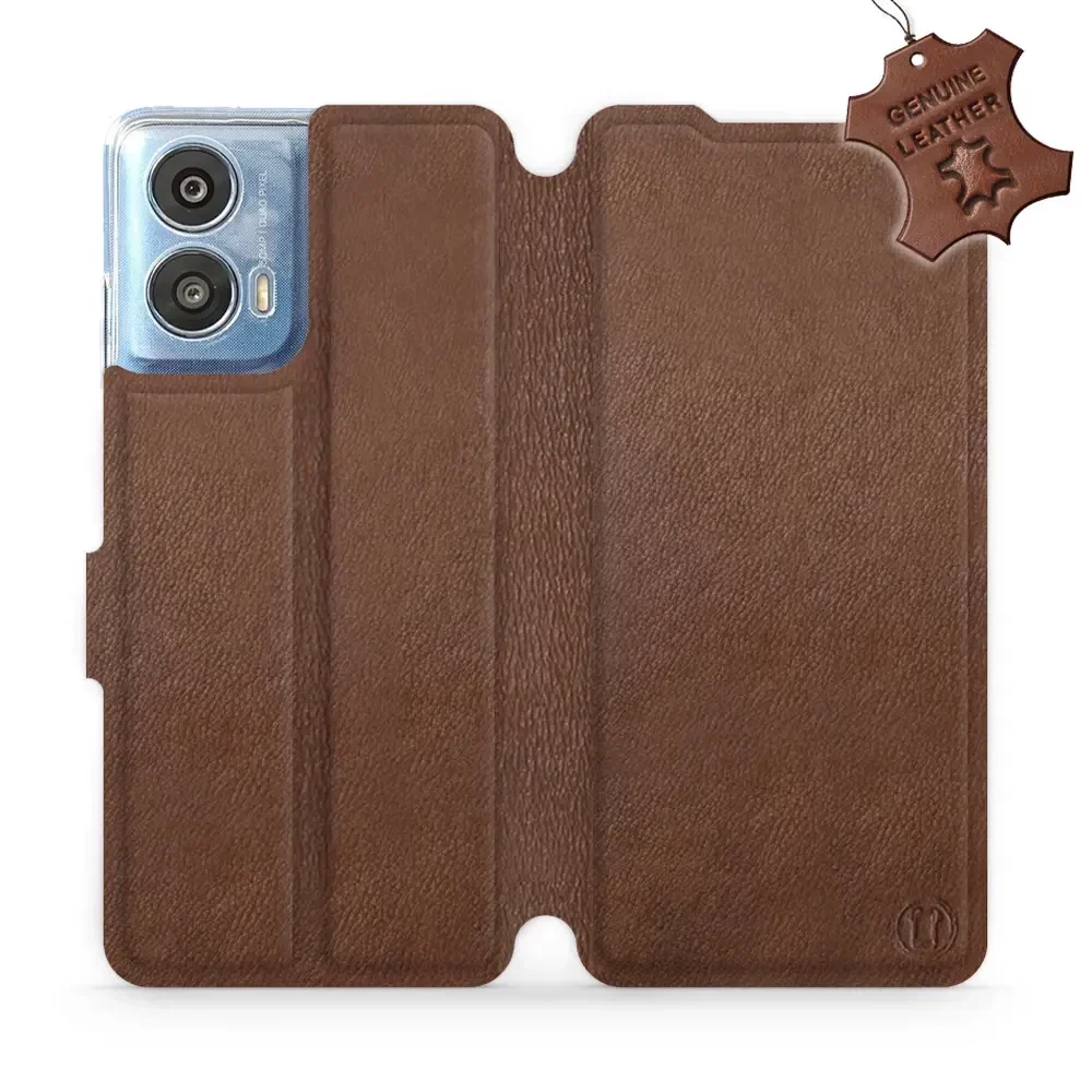Echtleder Handyhülle für Motorola Moto G24 Power, Mobiwear Leather, Braun