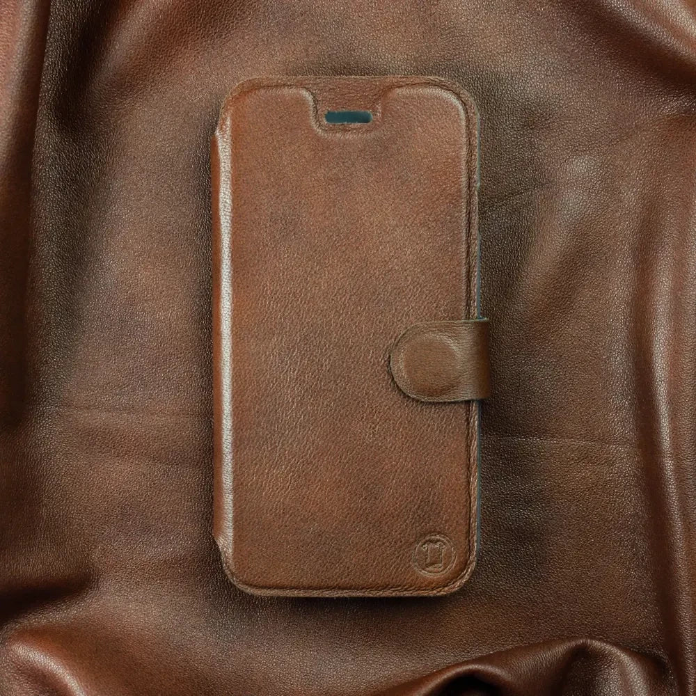 Echtleder Handyhülle für Motorola Moto G24 Power, Mobiwear Leather, Braun - Image 2