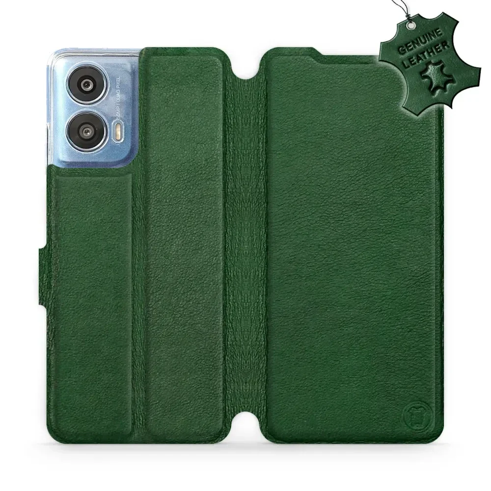 Echtleder Handyhülle für Motorola Moto G24 Power, Mobiwear Leather, Grün