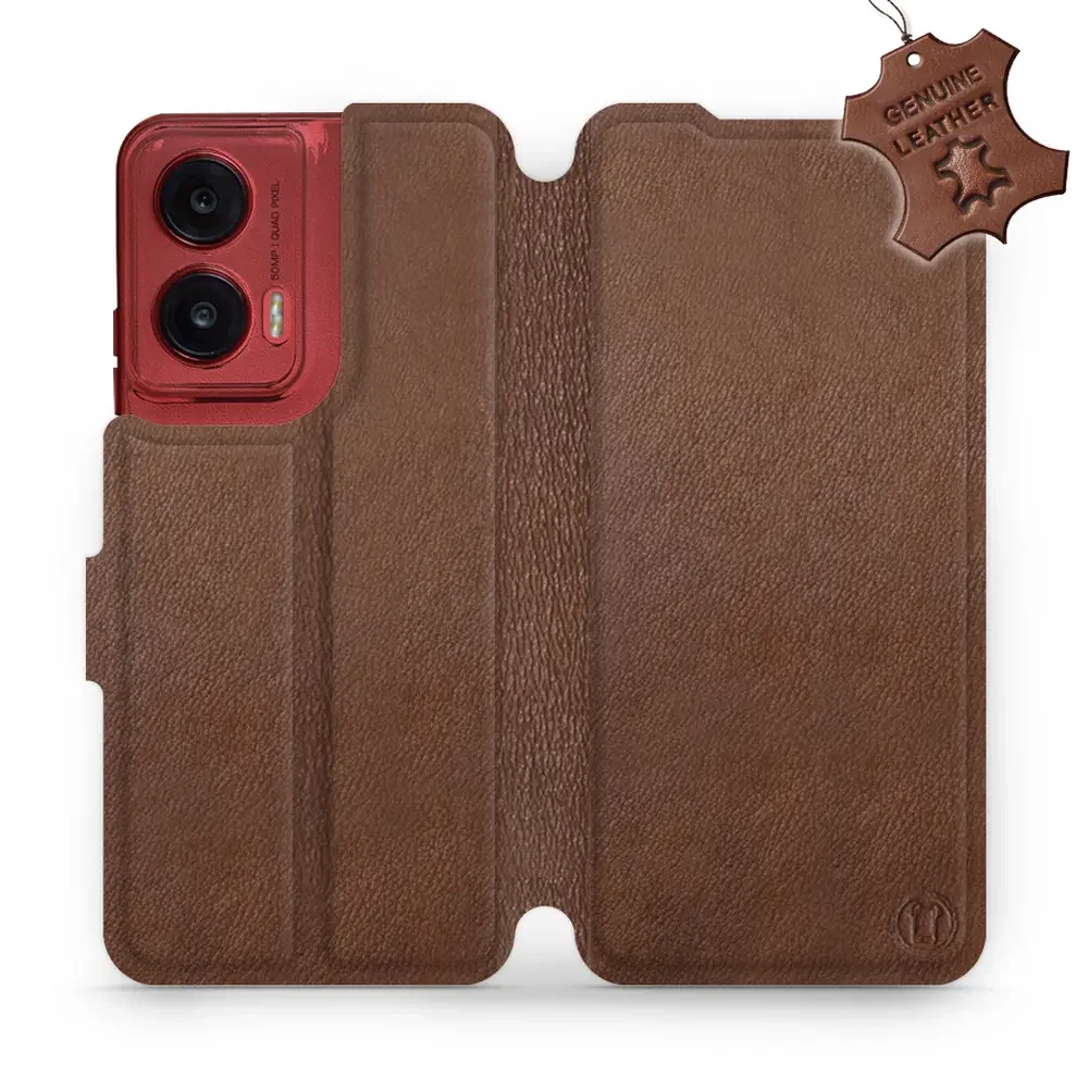 Echtleder Handyhülle für Motorola Moto G35 5G, Mobiwear Leather, Braun