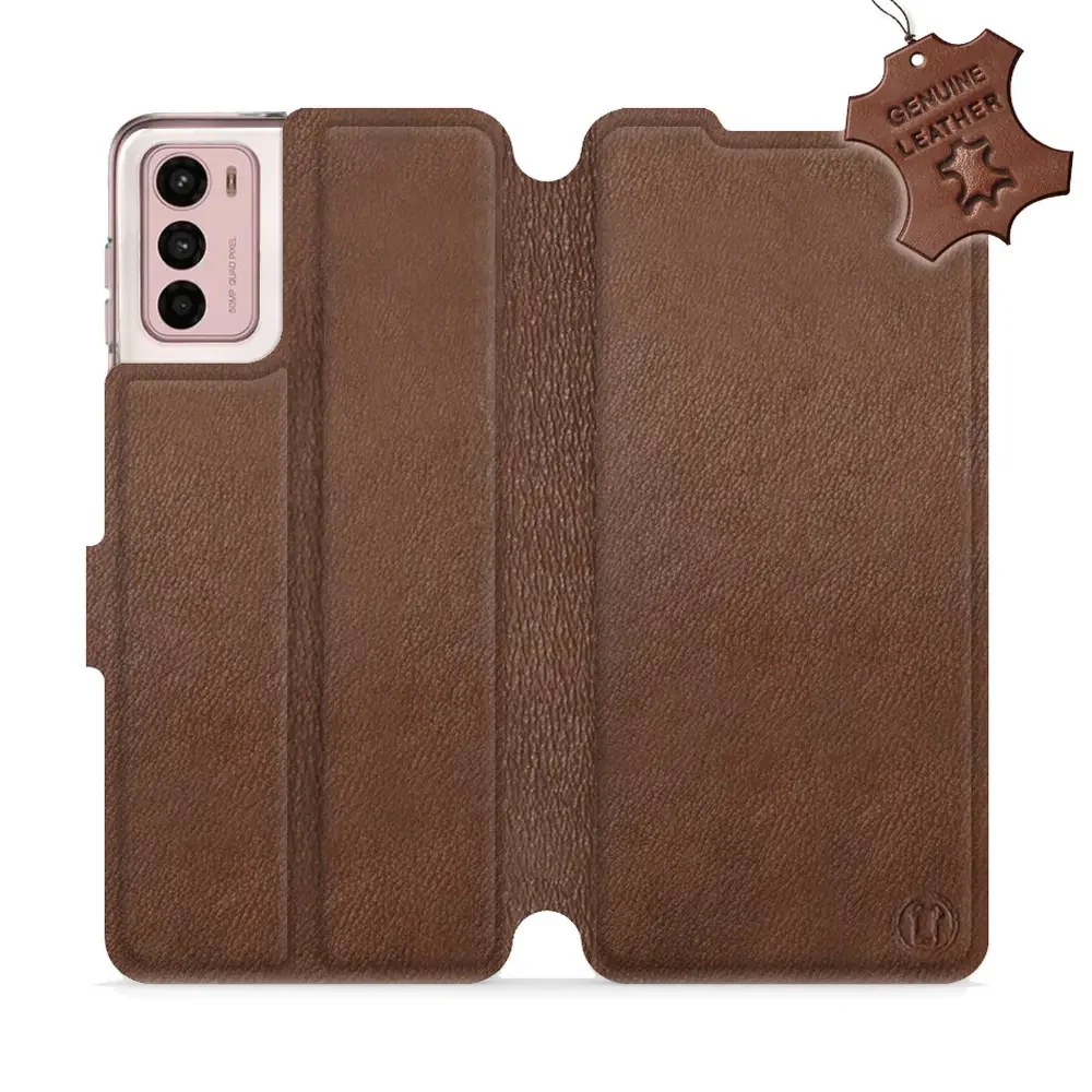 Echtleder Handyhülle für Motorola Moto G42, Mobiwear Leather, Braun