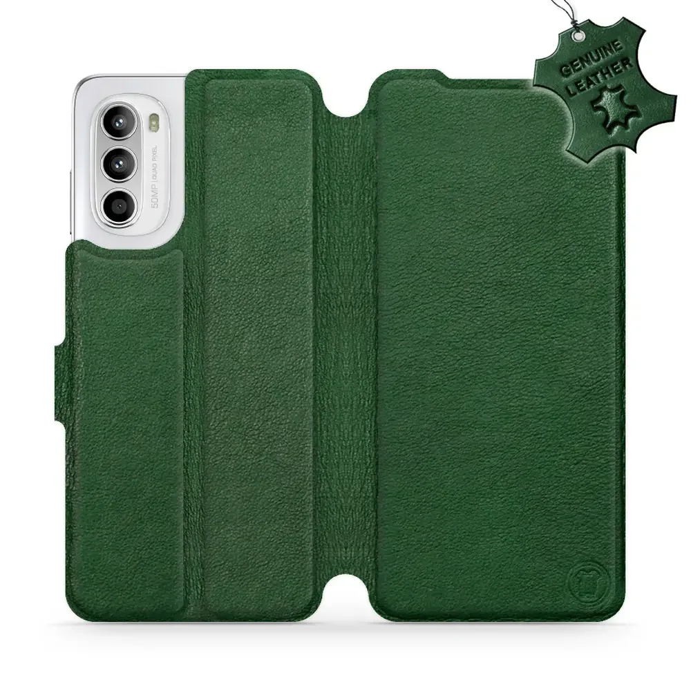 Echtleder Handyhülle für Motorola Moto G52, Mobiwear Leather, Grün