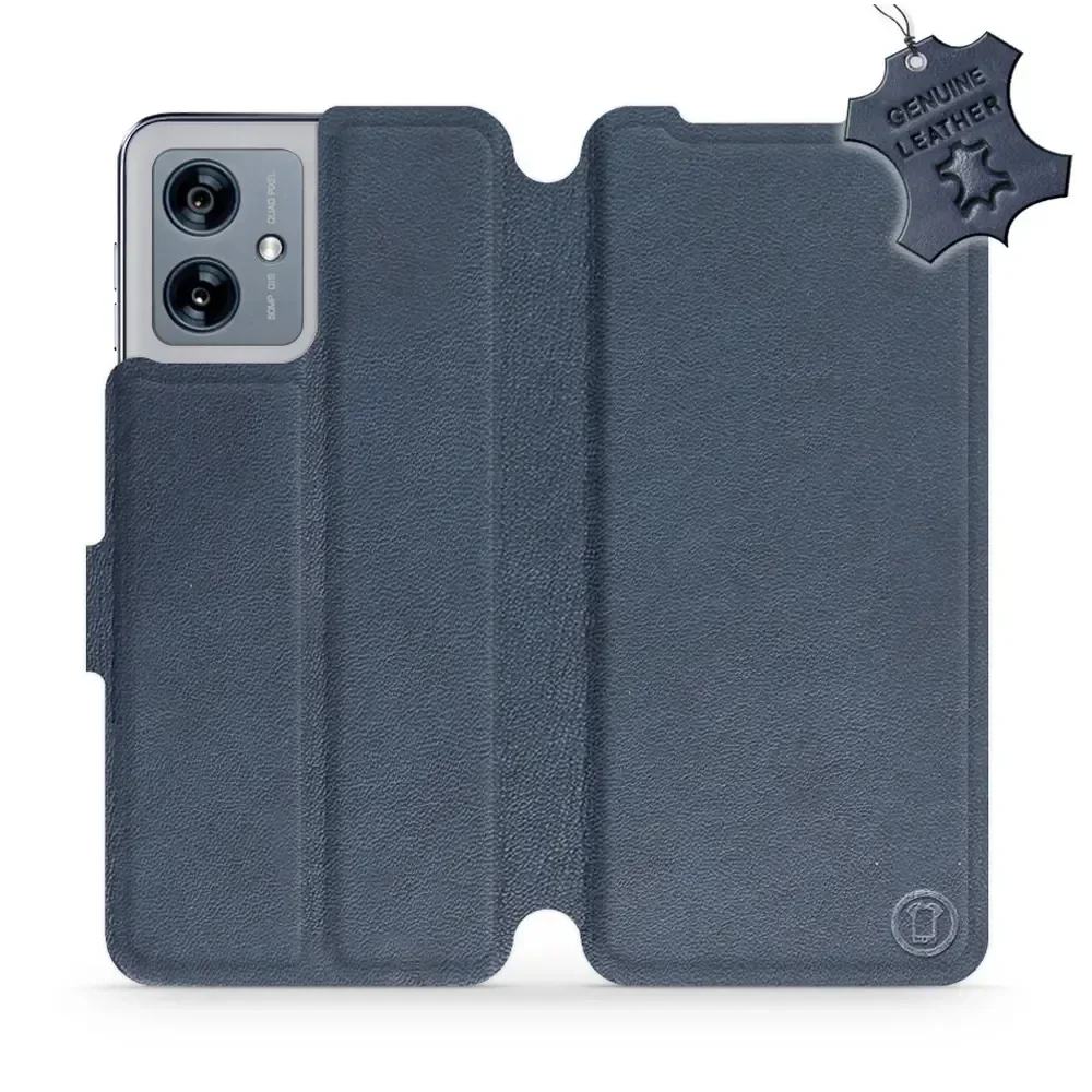 Echtleder Handyhülle für Motorola Moto G54 5G, Mobiwear Leather, Dunkelblau