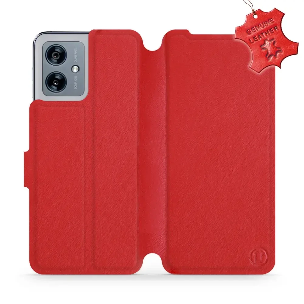 Echtleder Handyhülle für Motorola Moto G54 5G, Mobiwear Leather, Rot