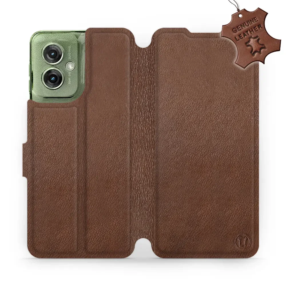 Echtleder Handyhülle für Motorola Moto G55 5G, Mobiwear Leather, Braun
